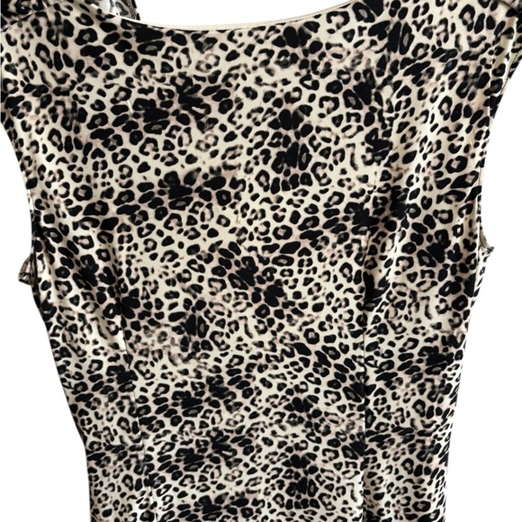 Larry Levine Leopard Animal Print Sheath Dress Sleeveless Cowl Neck Stretch M - Picture 7 of 10